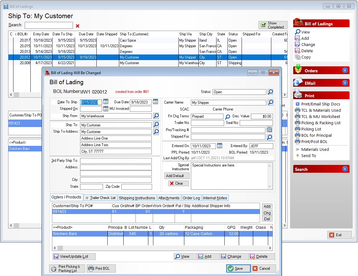 Bill of Lading